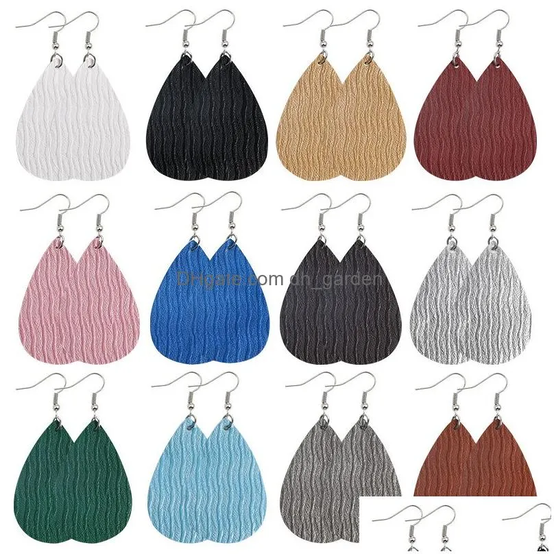 Dangle & Chandelier Designer Colorf Weave Water Wave Leather Earring For Women Girls Fashion Dangle Earrings Oval Waterdrop Dhgarden Dhhzj