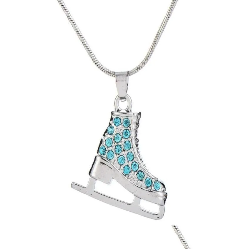 Pendant Necklaces Eueavan 5Pcs Mti Color Rhinestone Skates Shoe Pedant Necklace Sport Jewelry For Women Whole6054134 Drop Delivery Jew Dh4E8