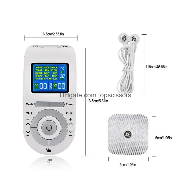 Health Gadgets Gadgets 12 Modes Tens Hine Unit With 4  Pads For Pain Relief Pse Mas Ems Muscle Stimation Electroestimador Dro Dhrzf