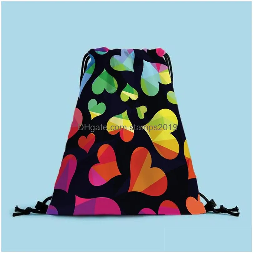 lgbt drawstring bag pride rainbow design creative storage bag homosexual polyester stretch backpack