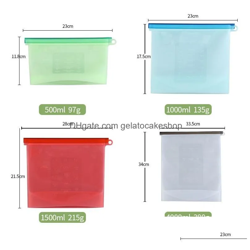 1823cm reusable silicone food preservation bag airtight seal food storage container versatile cooking bag 4 colors in stock