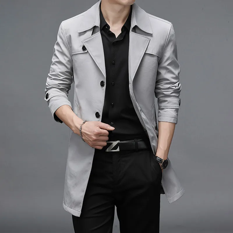 long-term spring and autumn trench coat for men young men leisure medium long coat 13 colors delivery