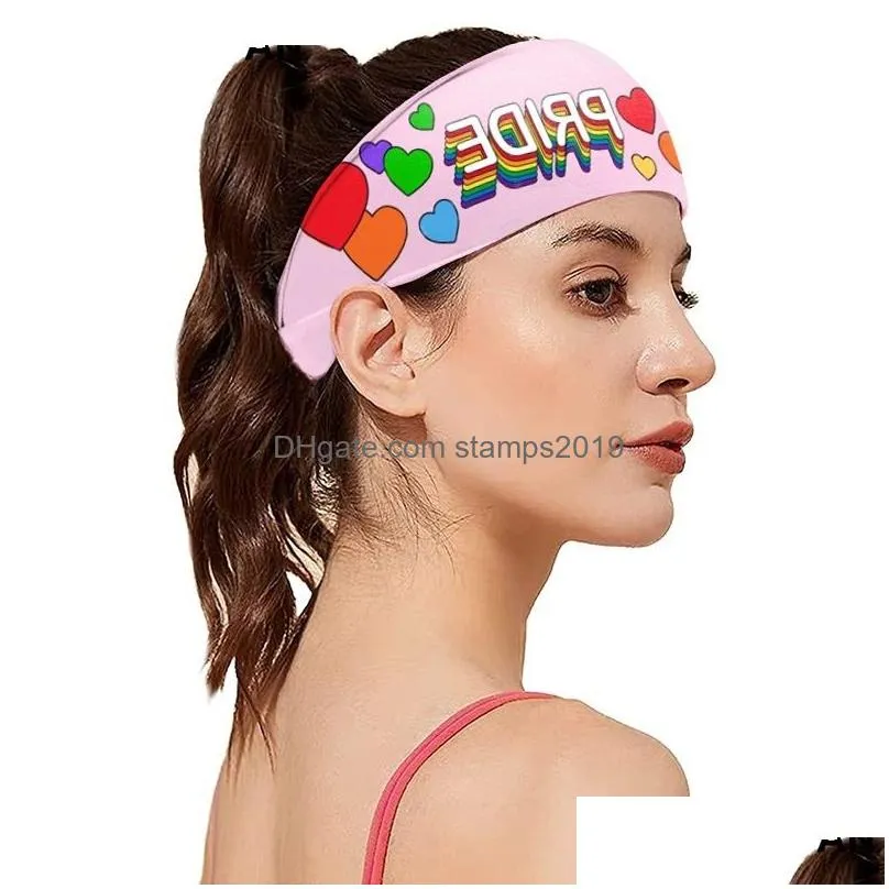 rainbow headband colorful stripes lgbt sweat bands pride headband stretchy athletic ear protection head wraps unisex for running