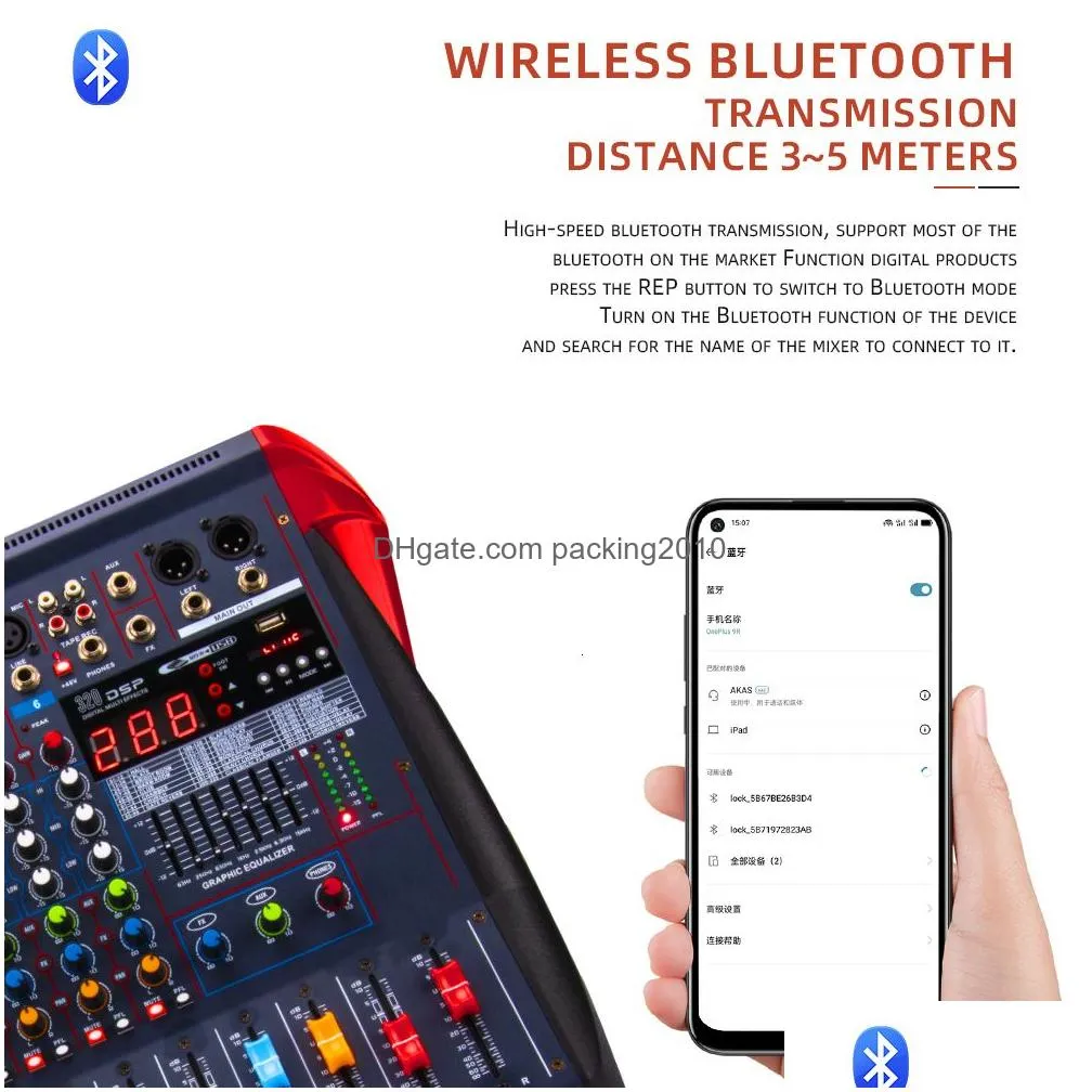 Other A/V Accessories Other Av Accessories Cokyis 6812 Channel Bluetooth Digital Microphone Sound Mixer Console Professional Karaoke O Dhitn