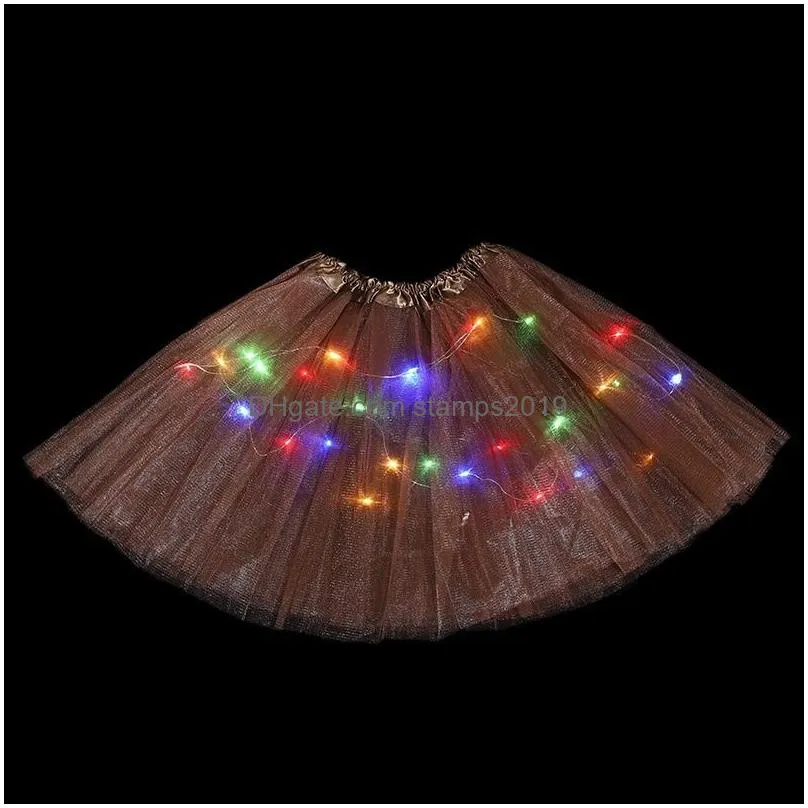 festival party child led tutu dress glow light-emitting half length gauze skirt led light tutu dress halloween christmas girl gifts