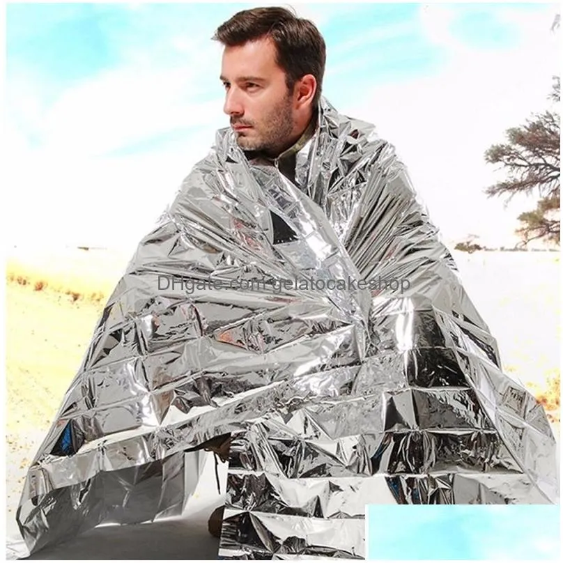 10pcs outdoor pads water proof emergency survival rescue blanket foil thermal space first aid sliver curtain military blanket