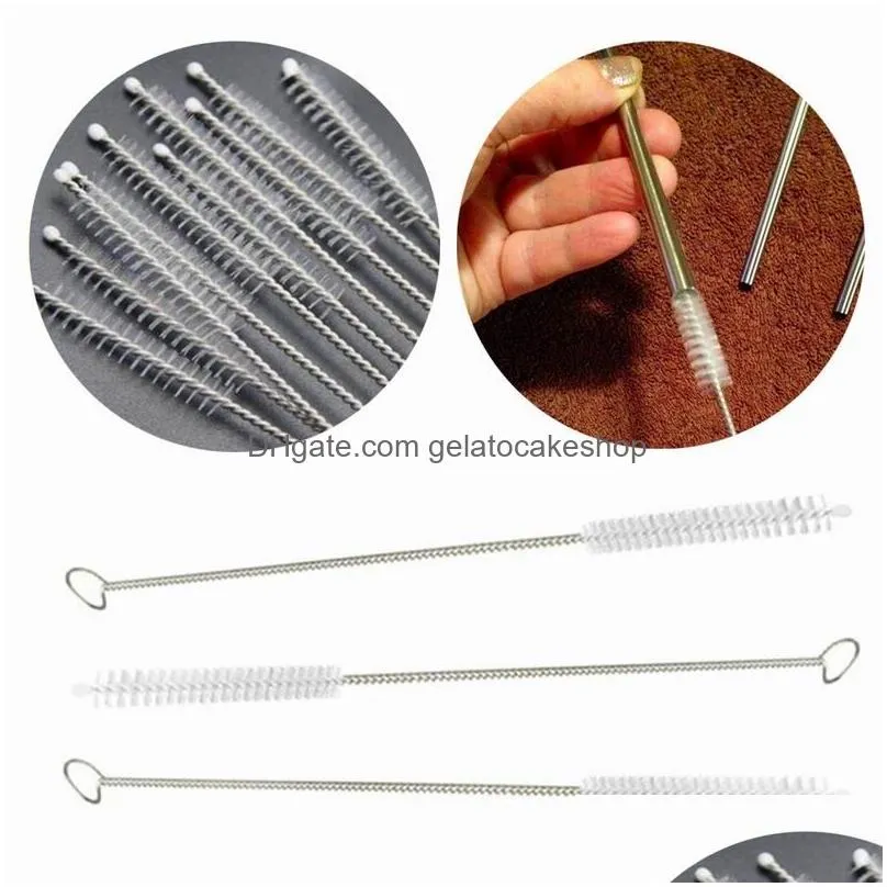 17cm 20cm 23cm stainless steel straw brushes straw cleaners milk tea straw brush reusable baby bottle brushes