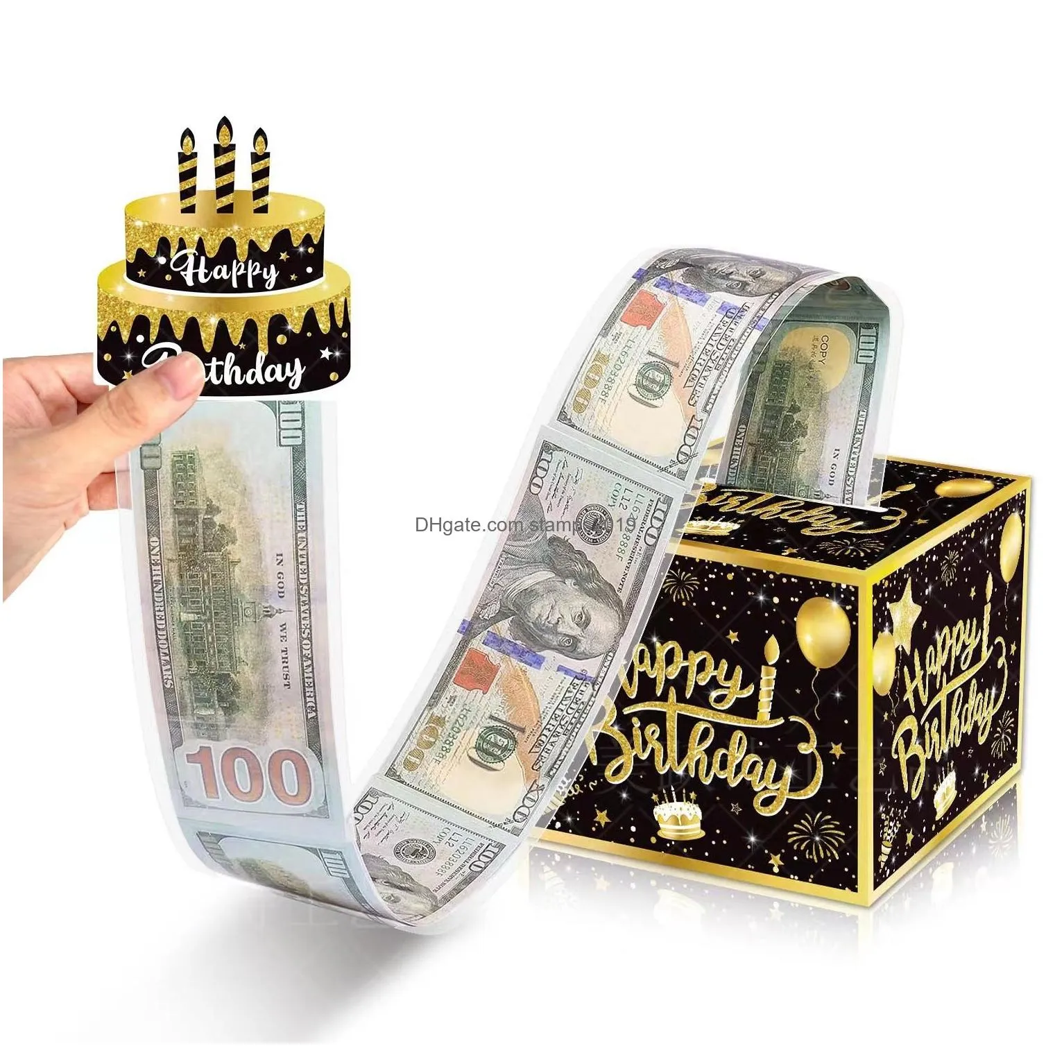 wholesale surprise birthday party decoration cash box birthday atmosphere layout props black gold cash box