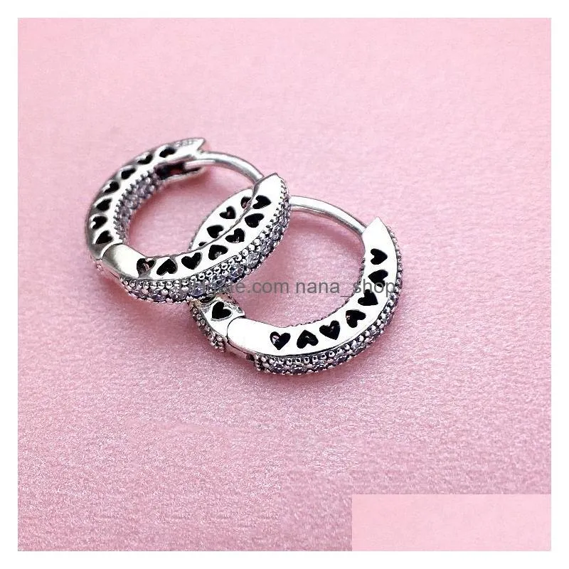 Hoop & Huggie 925 Sterling Sier Cz Diamond Earring With Original Box Fit Eternal Jewelry Hoop Women Wedding Gift Earrings Top Drop De Dhjc3