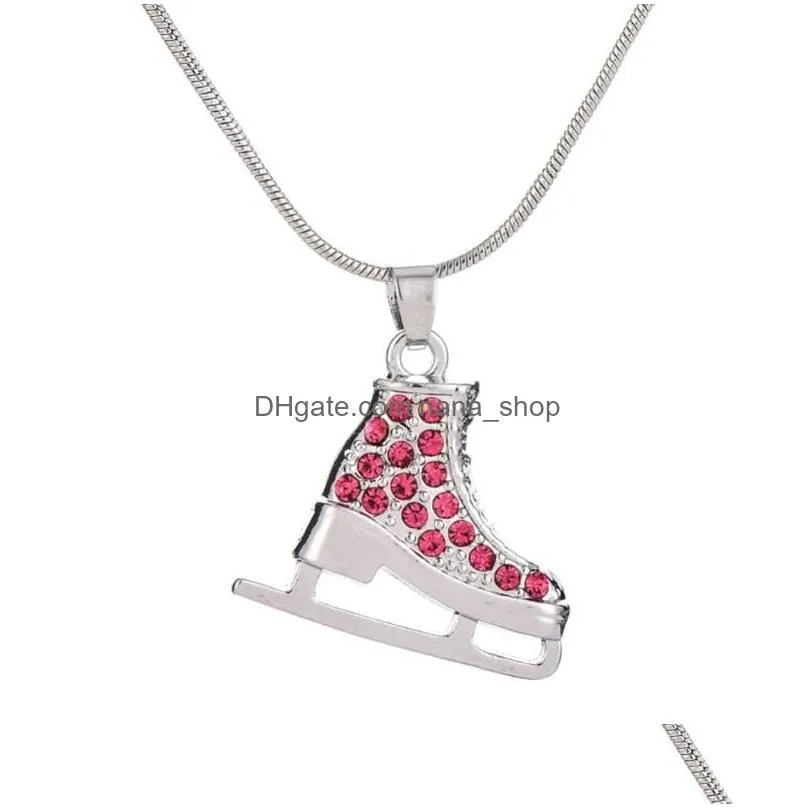 Pendant Necklaces Eueavan 5Pcs Mti Color Rhinestone Skates Shoe Pedant Necklace Sport Jewelry For Women Whole6054134 Drop Delivery Jew Dh4E8