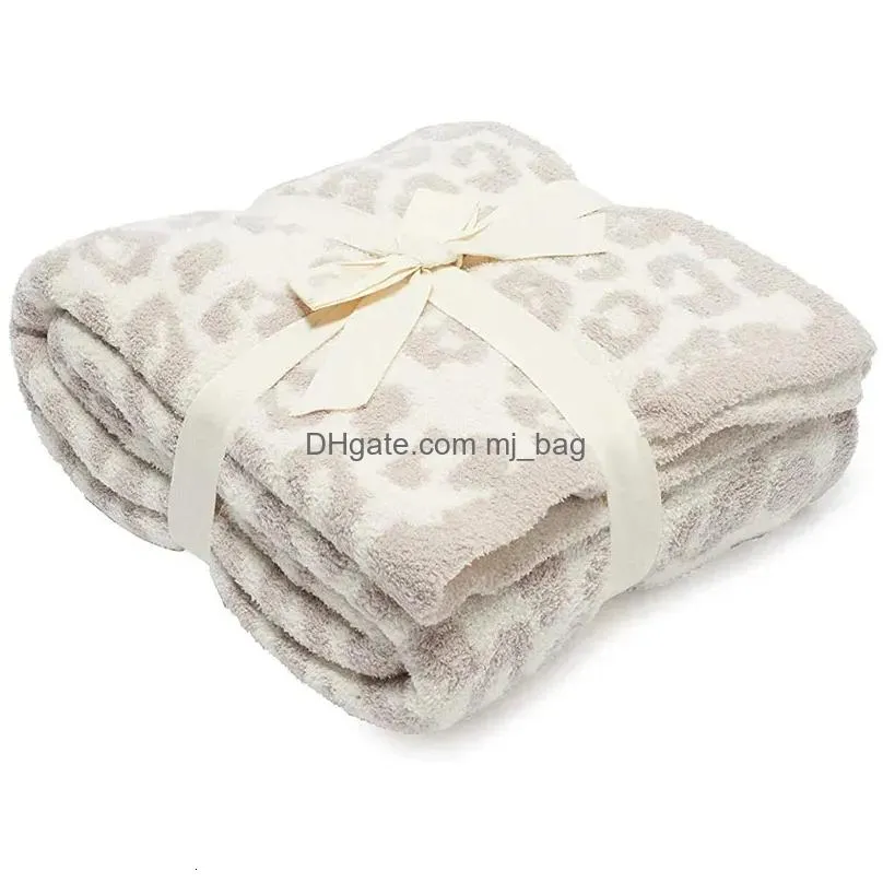 Blanket Half Sides Fleece Boho Style Sonic Stitch For Child Home Leopard Print Plaid Throw Bedspreads 231019 Drop Delivery Dhj2J