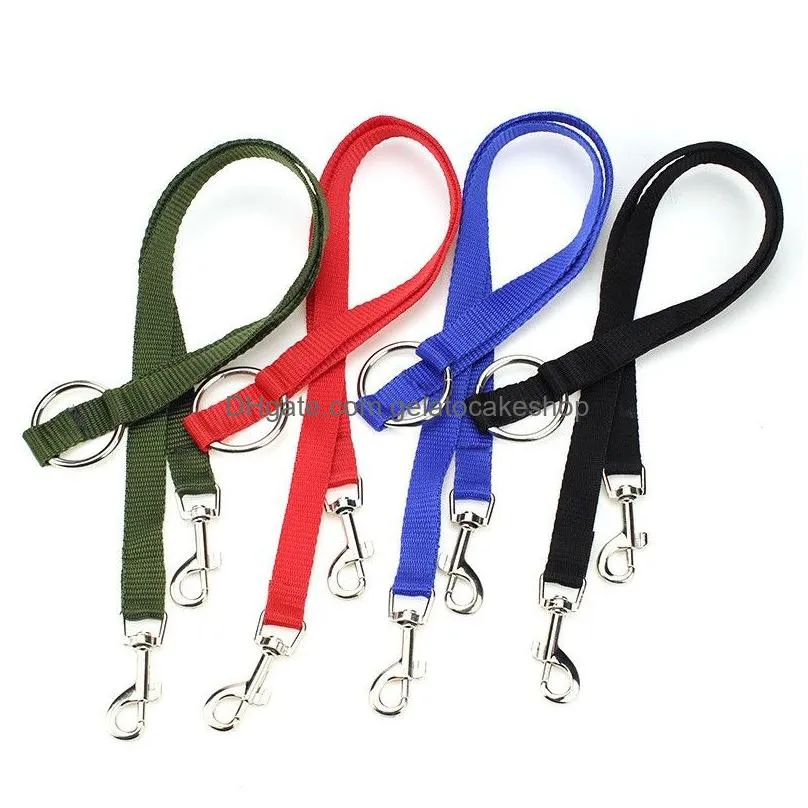 double nylon dog walking leashes couple puppy dog 2 way collar leash pet traction lead rope belt