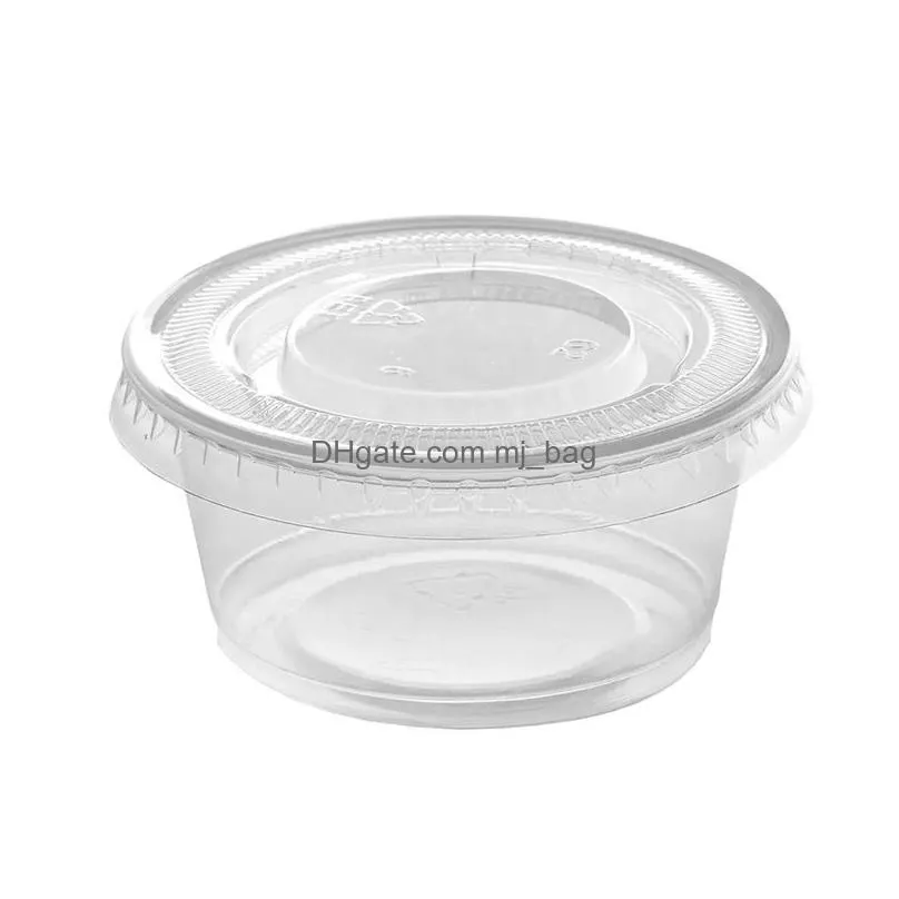 Disposable Take Out Containers 100-Pack Jello S Cups With Lids 2 Ounce Clear Plastic Containers Leak-Proof Lid For Portion Control Dro Dhg0C