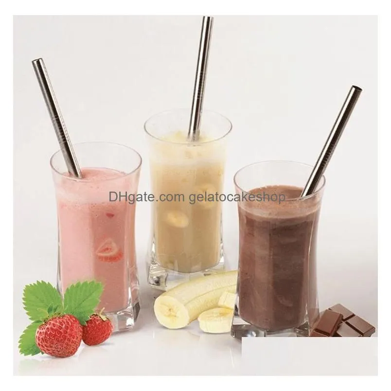  1000pcs ecofriendly pearl milk tea drinking straws straight and bend stainless steel straws reusable beer fruit juice