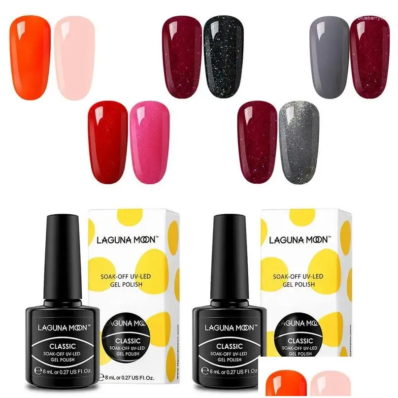 nail gel lagunamoon 2pcs kit pure color uv semi permanent hybrid lacquer vernis enamel lak varnishes gelpolish 8ml