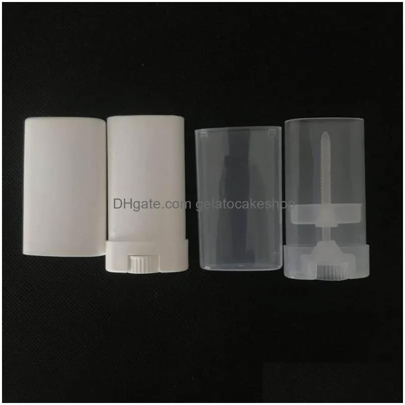 wholesale 1200pcs lot 15ml 15g portable diy plastic empty oval lip balm tubes deodorant containers clear white lipstick fashion cool lip