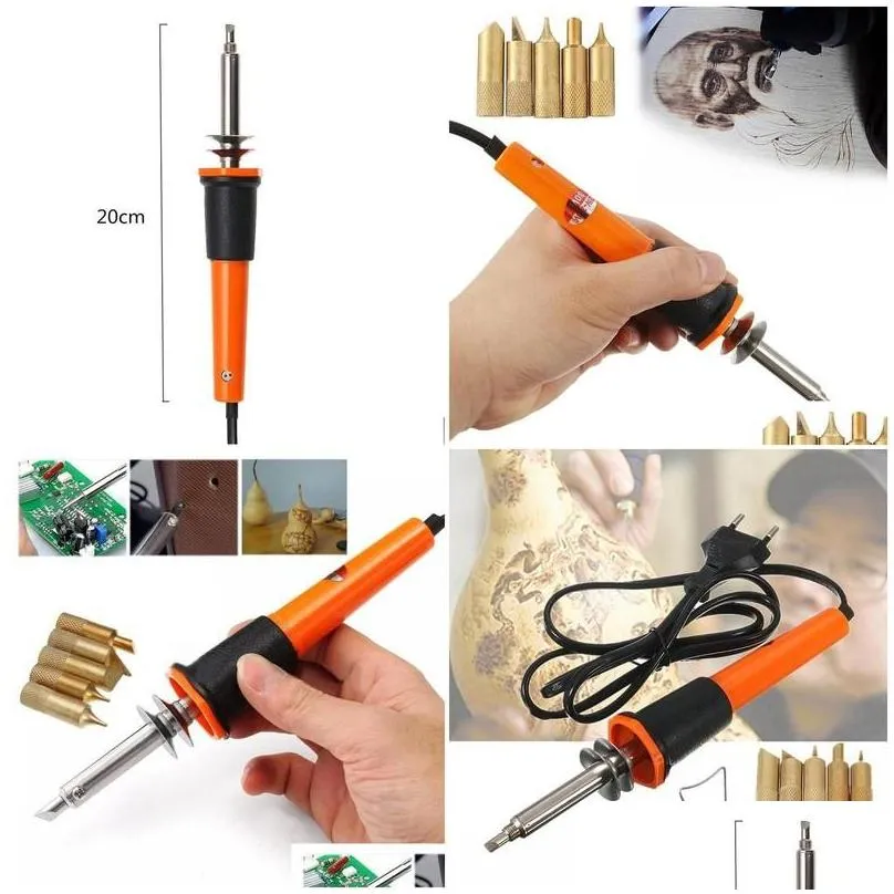 hand power tool accessories 110v220v 30w electric soldering iron pen wood burning set pencil burner with tips and eu plug2387826 drop