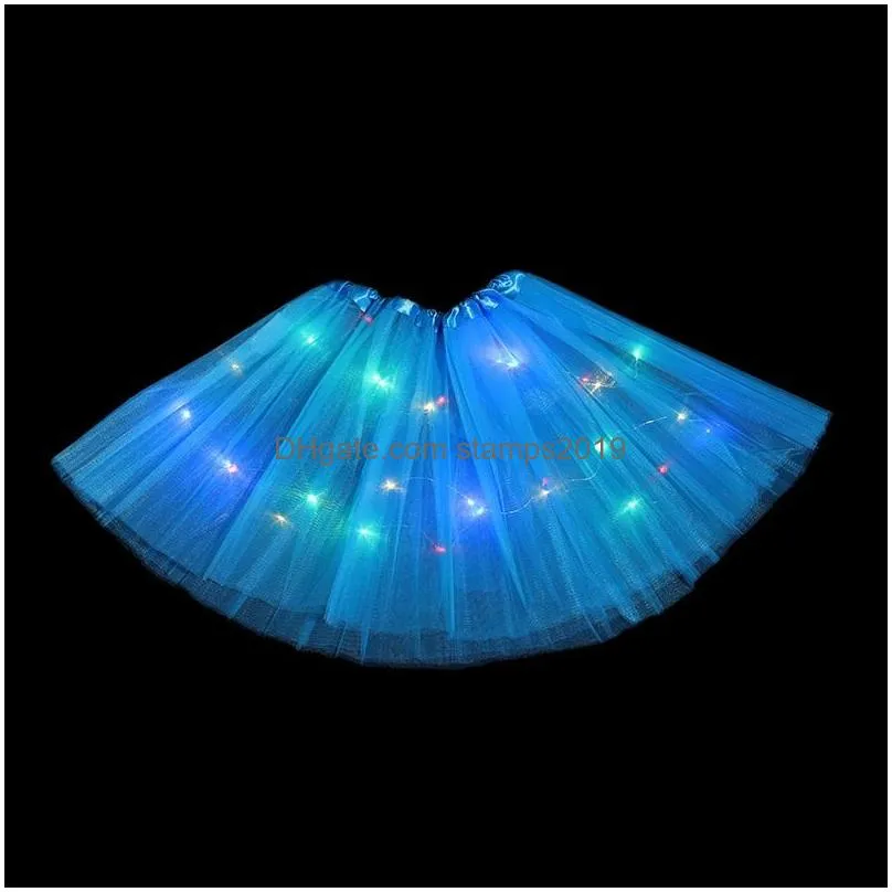 festival party child led tutu dress glow light-emitting half length gauze skirt led light tutu dress halloween christmas girl gifts