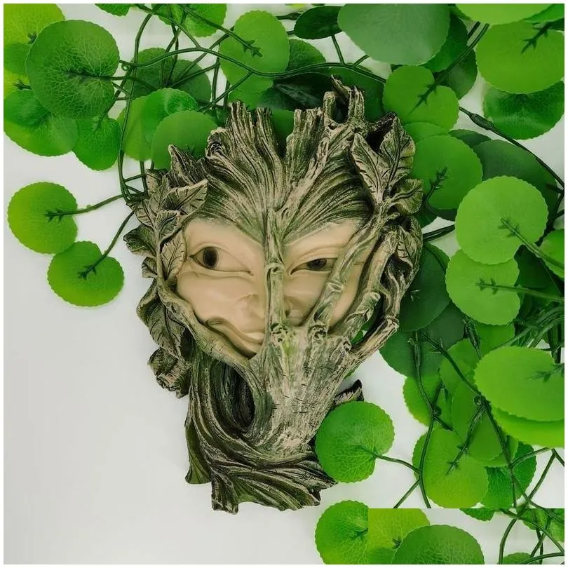 Garden Decorations Resin Tree Elf Statue Decor Creative Face Outdoor Fun Scpture Yard Art Hanging Drop Delivery Dh0Ib