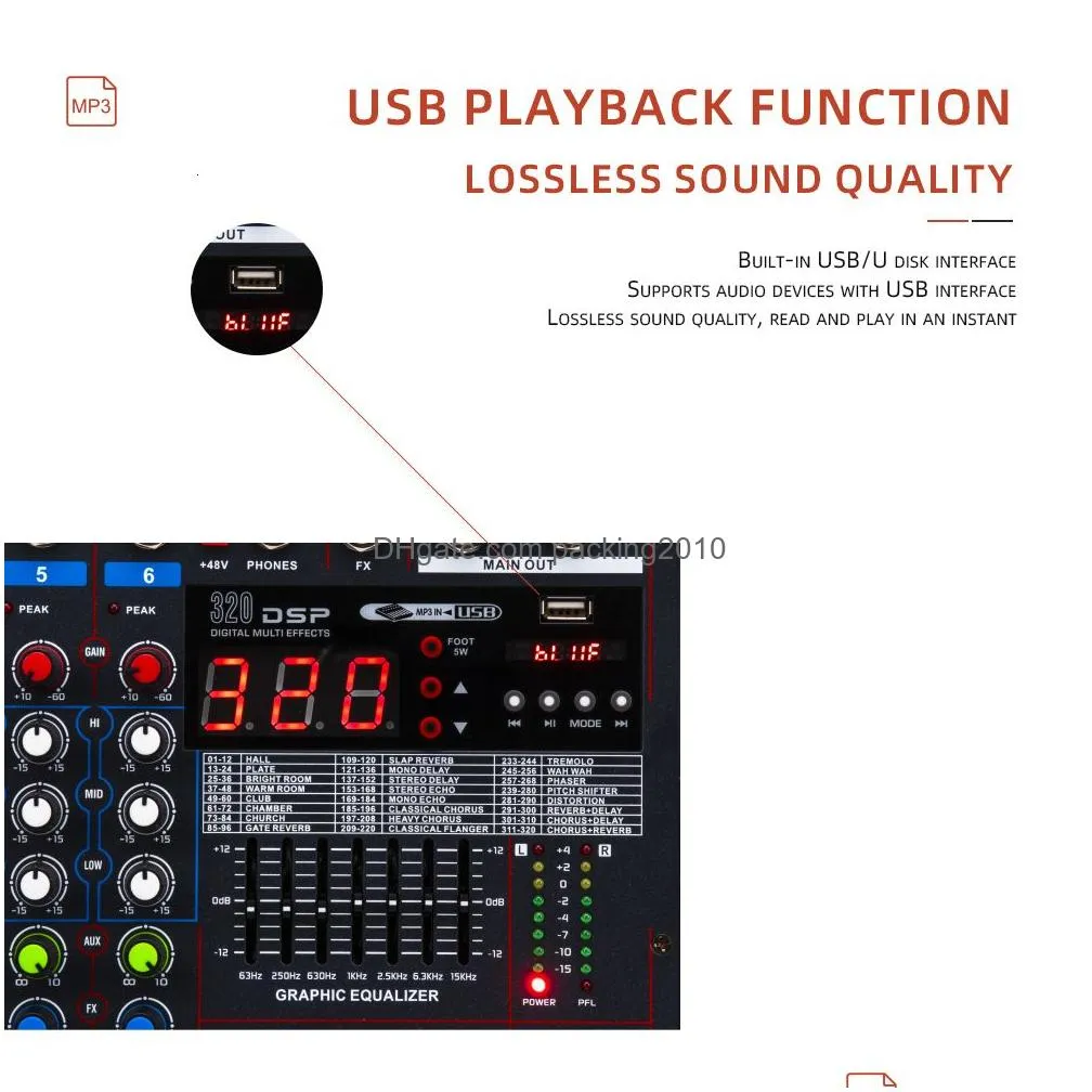 Other A/V Accessories Other Av Accessories Cokyis 6812 Channel Bluetooth Digital Microphone Sound Mixer Console Professional Karaoke O Dhitn