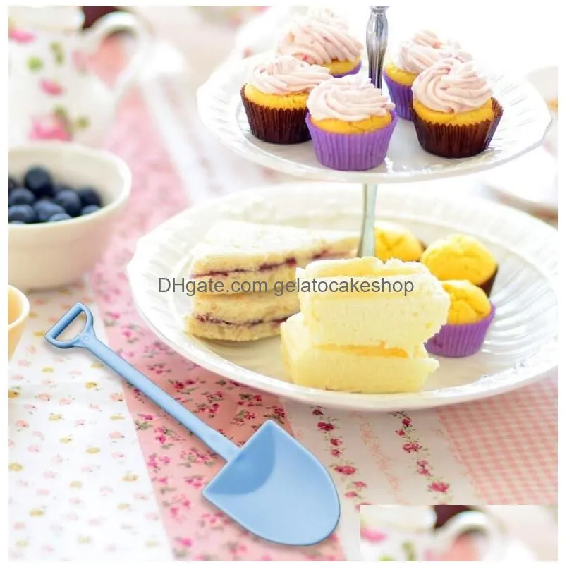 6000pcs/lot disposable potted ice cream scoop shovel small potted flower pot cake spoon 5 colors 