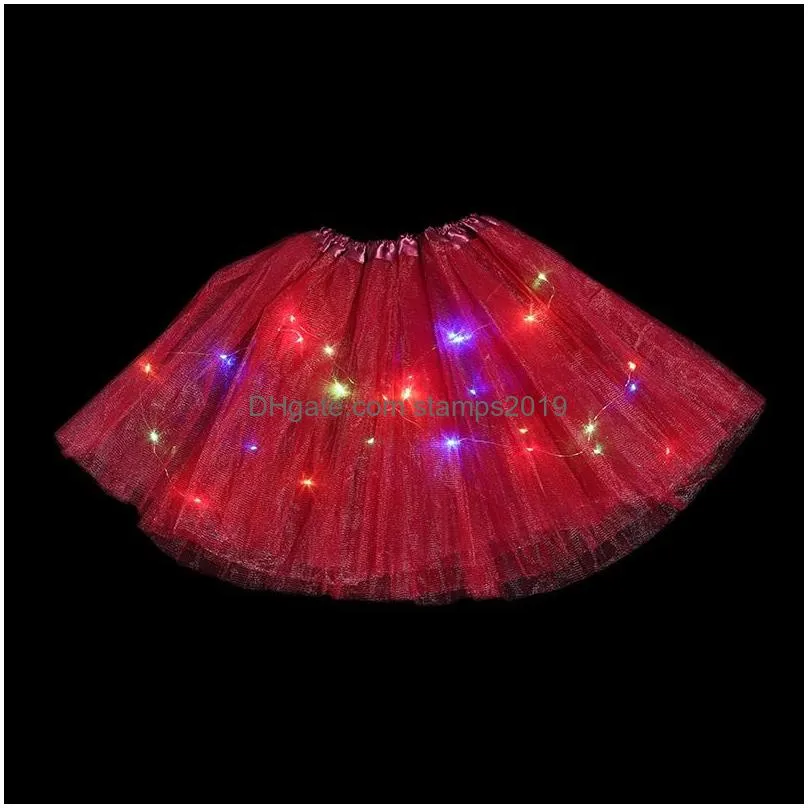 festival party child led tutu dress glow light-emitting half length gauze skirt led light tutu dress halloween christmas girl gifts