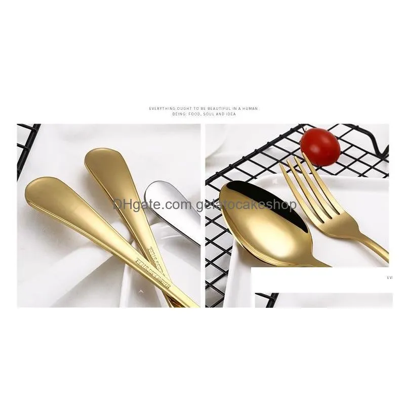 4pcs set highgrade cutlery flatware set spoon fork knife tea spoon stainless steel dinnerware set kitchen utensil