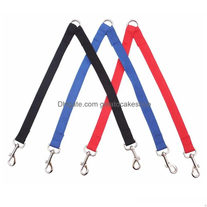 10pcs double nylon dog walking leashes couple puppy dog 2 way collar leash pet traction lead rope belt