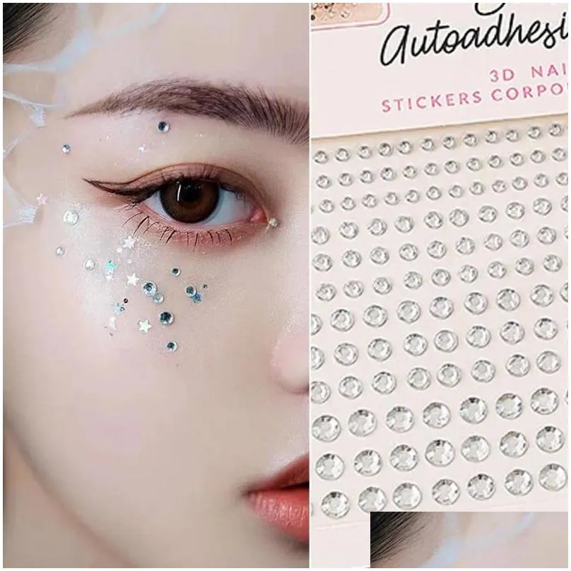 nail art decorations pearl eyes face temporary tattoo gems decoration multi-size 3d crystal rhinestones diamond beauty accessories diy