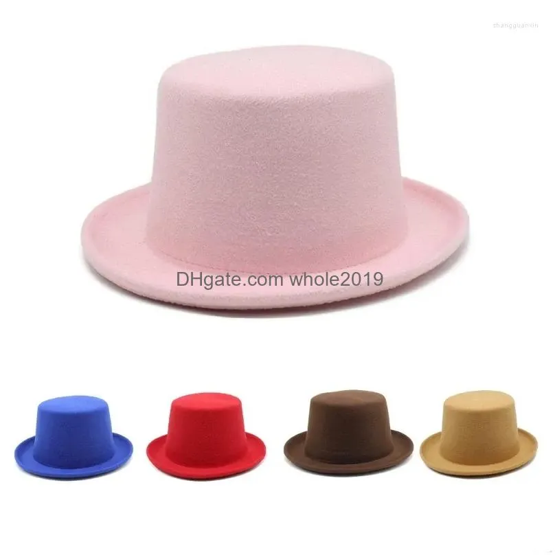 Berets Woolen Fedora Hat For Female Male Stage Performances Gentleman Theme Party Cap Masquerade Balls Dress Up Panama Drop Delivery Dheq0