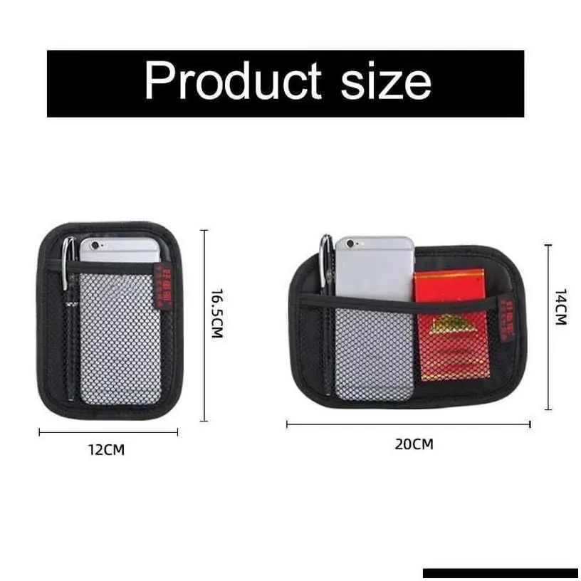 car badges storage net leather mesh bags interior organizer self adhesive bag for phone card coins keys tidying holder drop delivery a