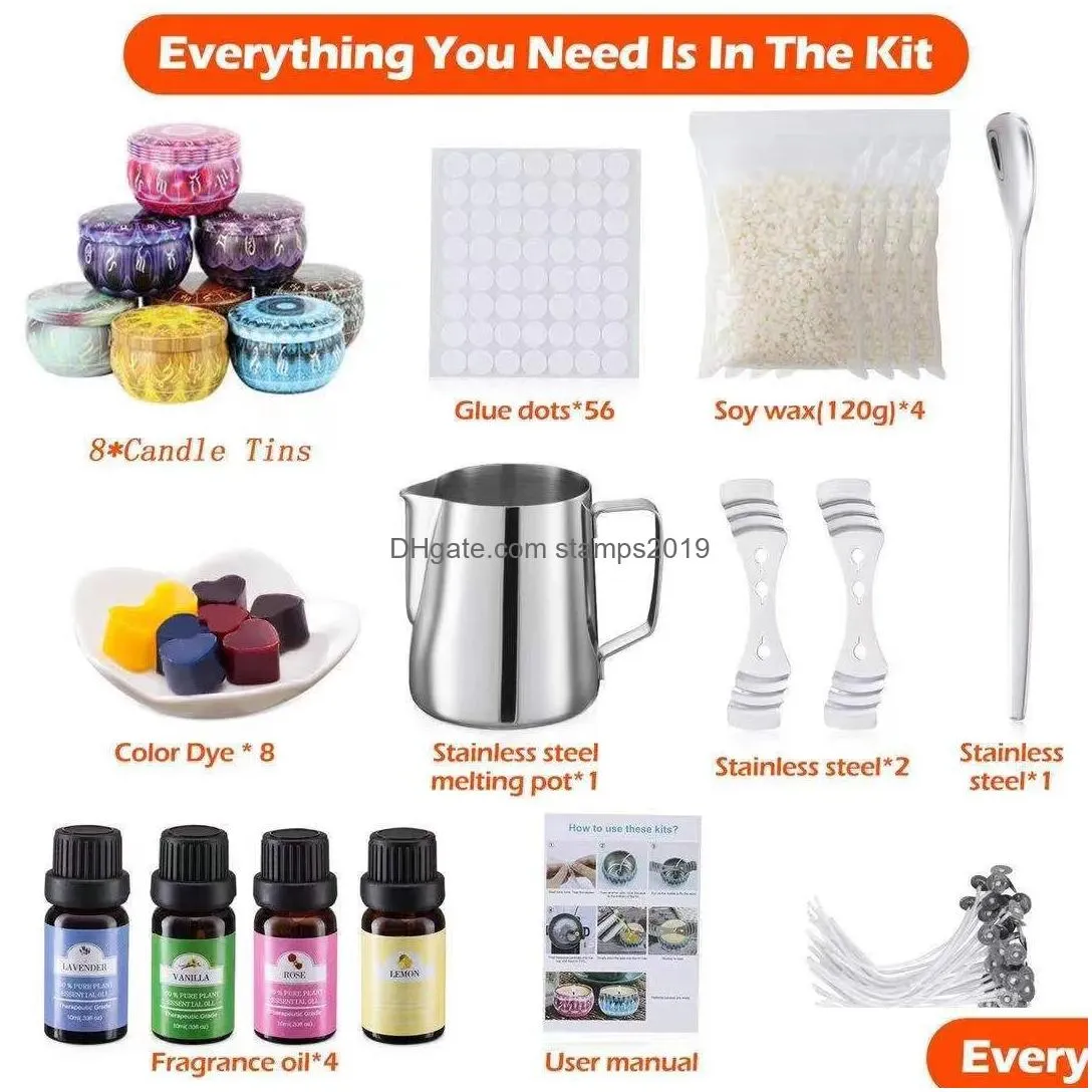 complete diy candle crafting tool kit supplies scented candles making beginners set soy wax melting pot fragrance oil tins dyes wicks