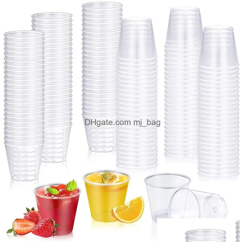 Disposable Take Out Containers 100-Pack Jello S Cups With Lids 2 Ounce Clear Plastic Containers Leak-Proof Lid For Portion Control Dro Dhg0C