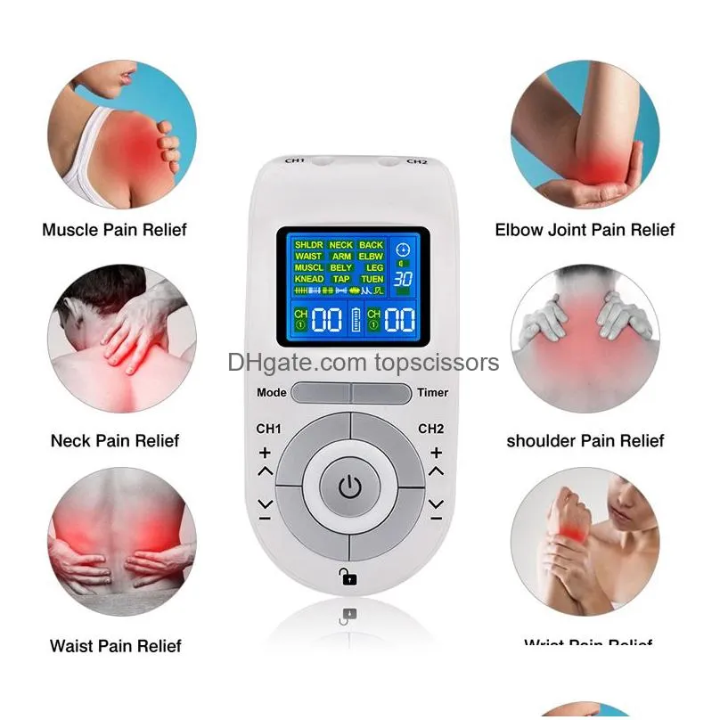 Health Gadgets Gadgets 12 Modes Tens Hine Unit With 4  Pads For Pain Relief Pse Mas Ems Muscle Stimation Electroestimador Dro Dhrzf