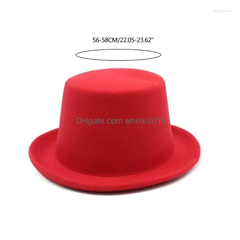 Berets Woolen Fedora Hat For Female Male Stage Performances Gentleman Theme Party Cap Masquerade Balls Dress Up Panama Drop Delivery Dheq0