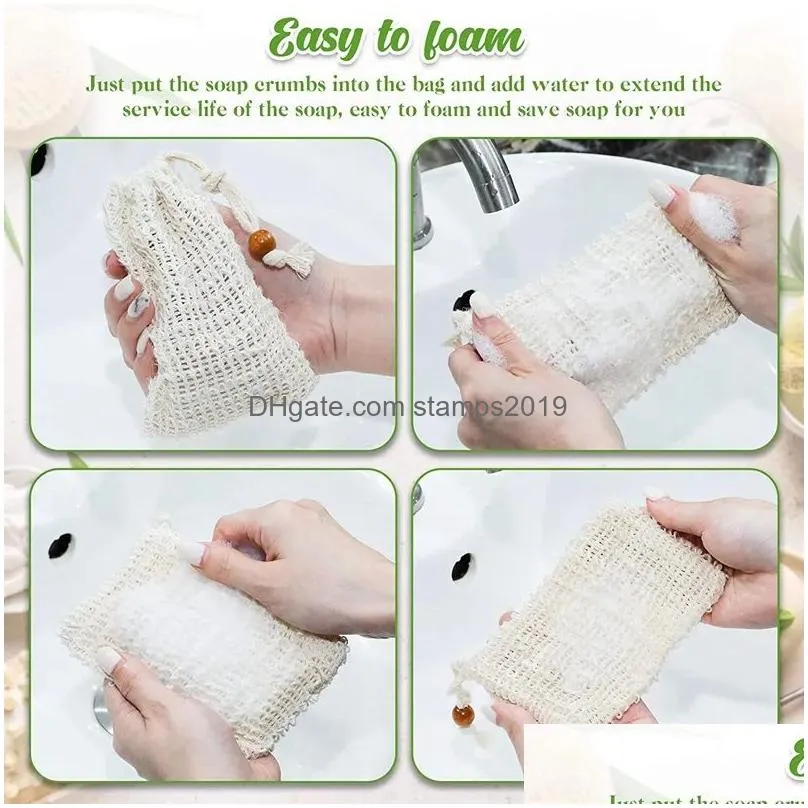 natural exfoliating mesh soap saver sisal soap saver bag pouch holder for shower bath foaming and drying of the soap for women