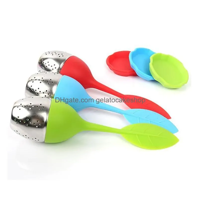 500pcs food grade silicone tea infuser leaves flowers shape silicone spoon make tea bag filter creative stainless steel tea strainers