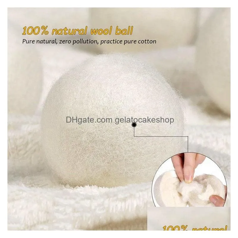 practical laundry clean ball reusable natural organic laundry fabric softener ball premium organic wool dryer balls 6cm