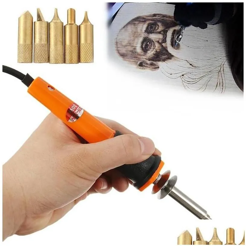 hand power tool accessories 110v220v 30w electric soldering iron pen wood burning set pencil burner with tips and eu plug2387826 drop