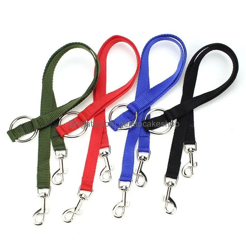 durable nylon dog double walking leashes couple puppy dog 2 way collar leash pet traction lead rope belt accessories