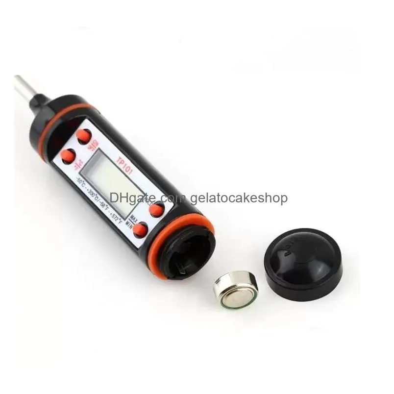 1pc black white color digital cooking thermometer food probe meat kitchen bbq sensor dining tools tp101