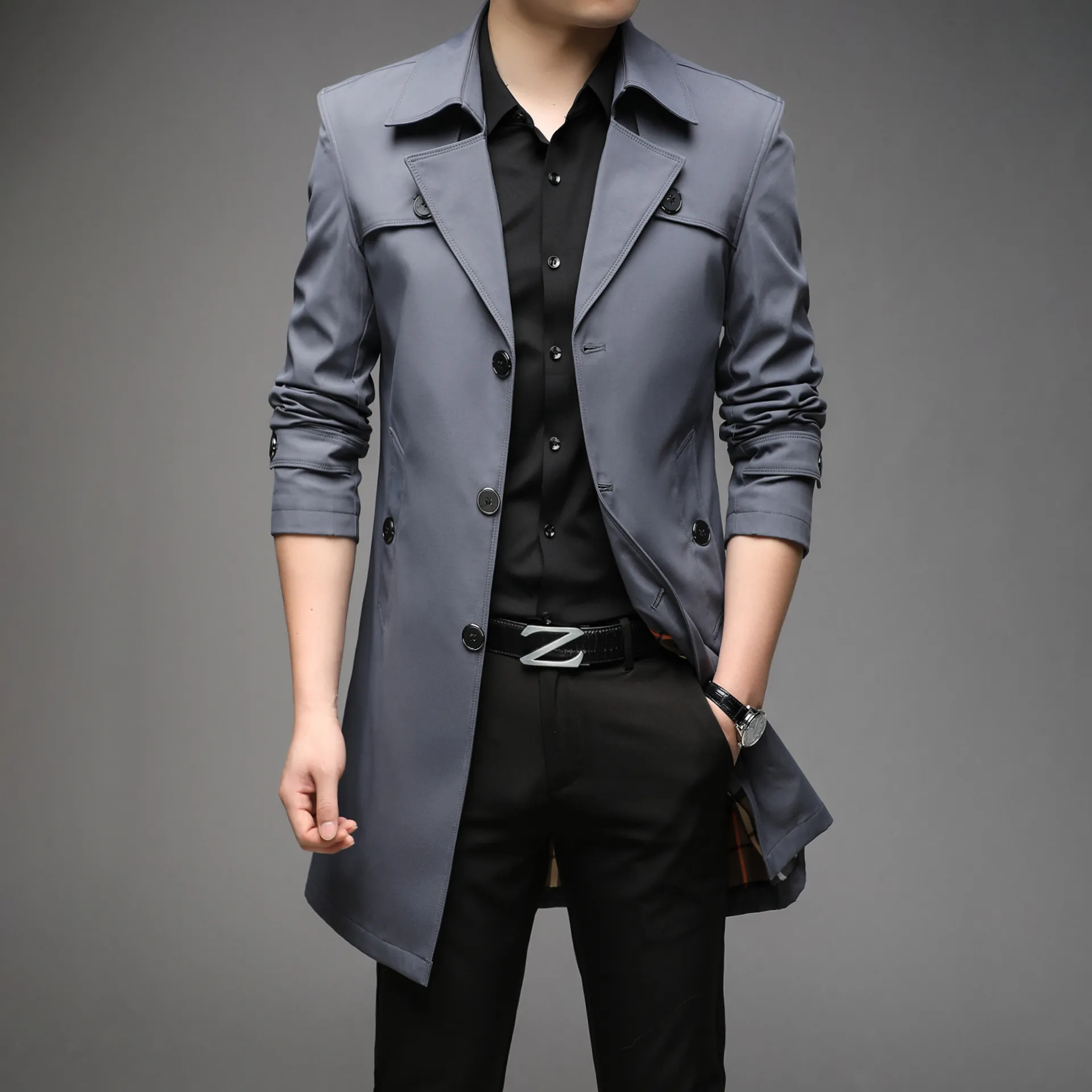 long-term spring and autumn trench coat for men young men leisure medium long coat 13 colors delivery