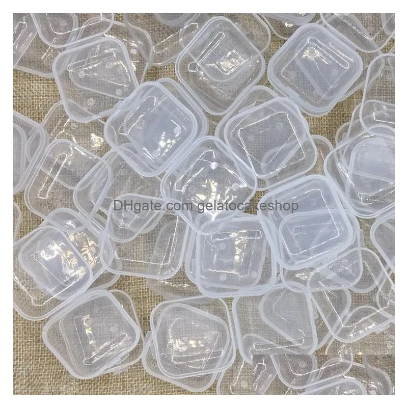 wholesale square mini empty plastic transparent boxes cosmetic nailart pill cases with lids clear jewelry earplugs storage box 3 53