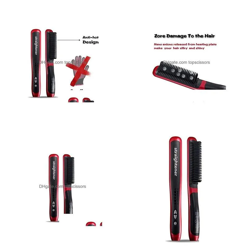 Hair Straighteners Hair Straightener Brush Ceramic Heating Antiscaldstatic Comb Professional Straightening Iron7905022 Drop Delivery H Dhxcb