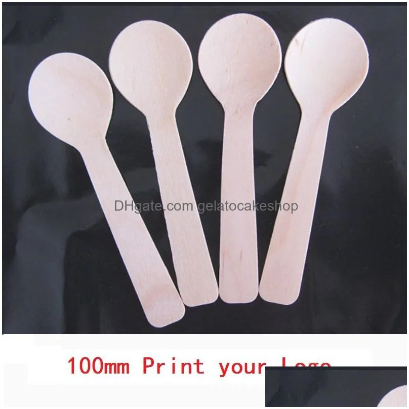 1000pcs honey spoons small round spoon with personalized wooden mini spoons for ice cream yogurt jam jars party decoration gift