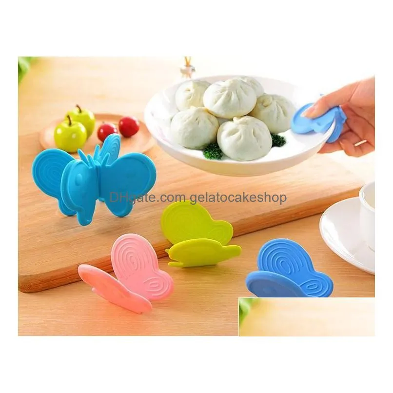  butterfly shape microwave oven mitt silicone fridge magnet pot clamp holder heat resisting gloves dish tray clip anti scald kitchen