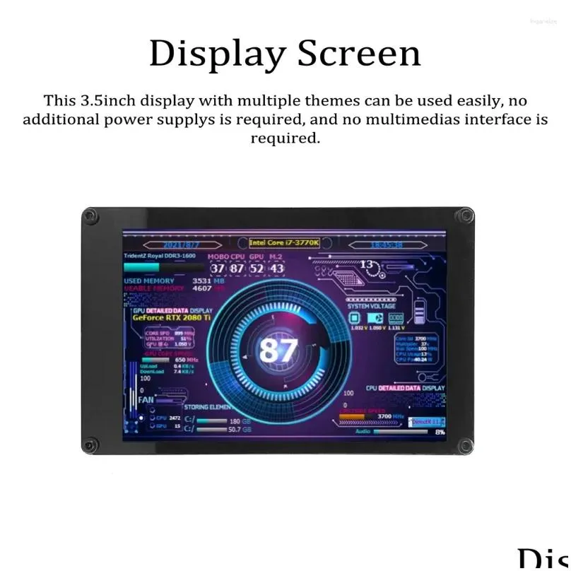 3.5`` ips usb secondary screen computer monitor 360° rotation cpu gpu ram hdd display freely aida64 mini