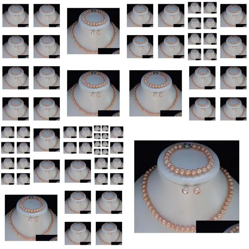 Bracelet, Earrings & Necklace Necklace 78Mm Pink Akoya Pearl Bracelet Earring Sets Drop Delivery Jewelry Jewelry Sets Dhpkx