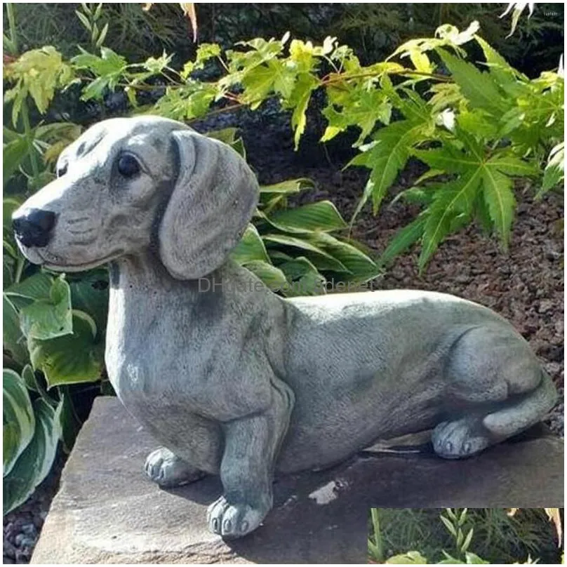 Garden Decorations Dachshund Statue Decor Memorial Dog Figurines Accessories Outdoor Decoration Big Figures Drop Delivery Dh1Sc