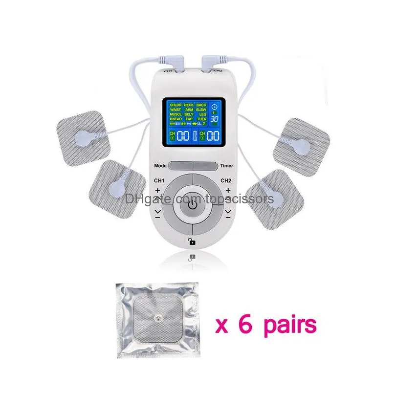 Health Gadgets Gadgets 12 Modes Tens Hine Unit With 4  Pads For Pain Relief Pse Mas Ems Muscle Stimation Electroestimador Dro Dhrzf